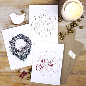 3 Christmas Cards - Floral Set