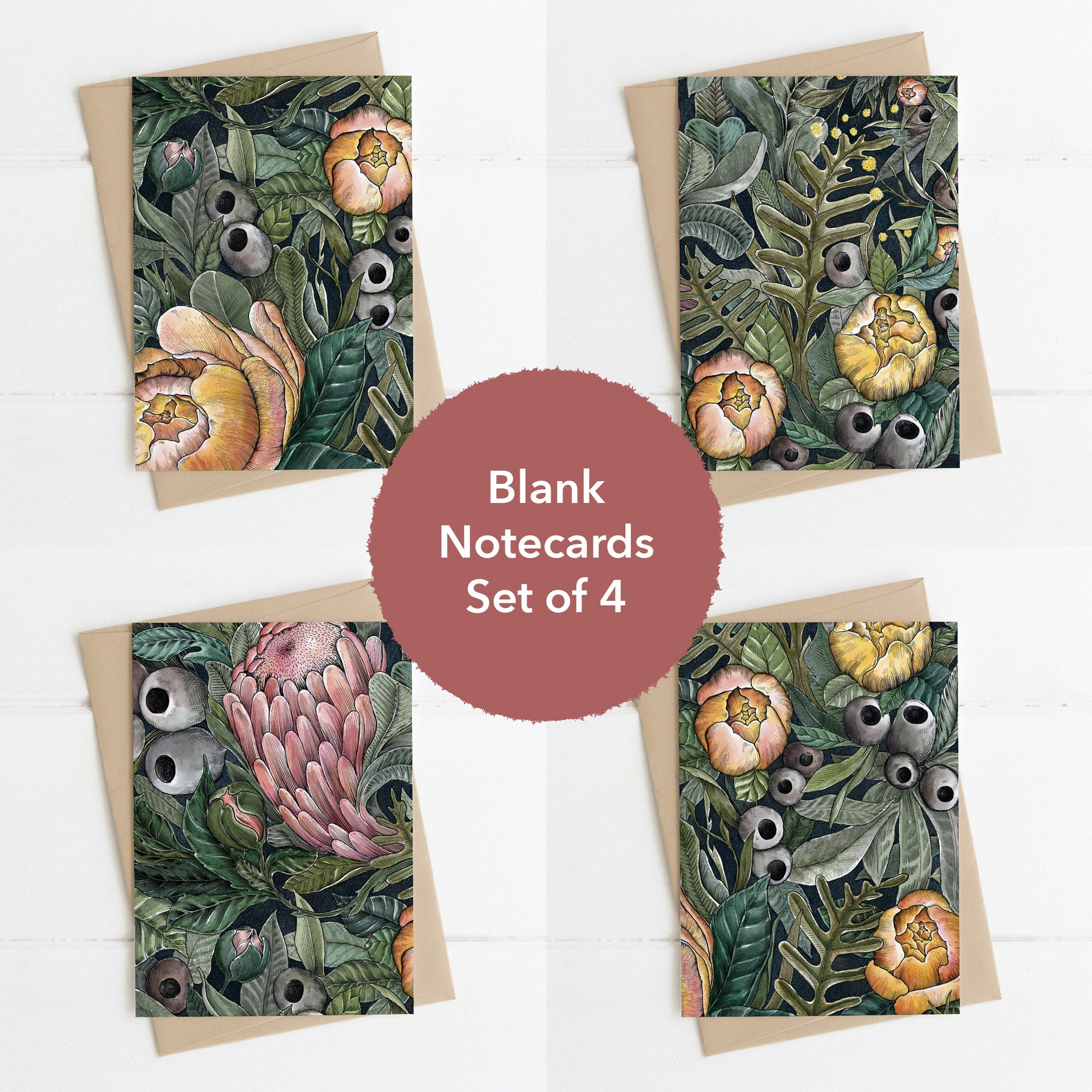 Peonies & Proteas Note card 1