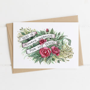 God is always working floral notecard