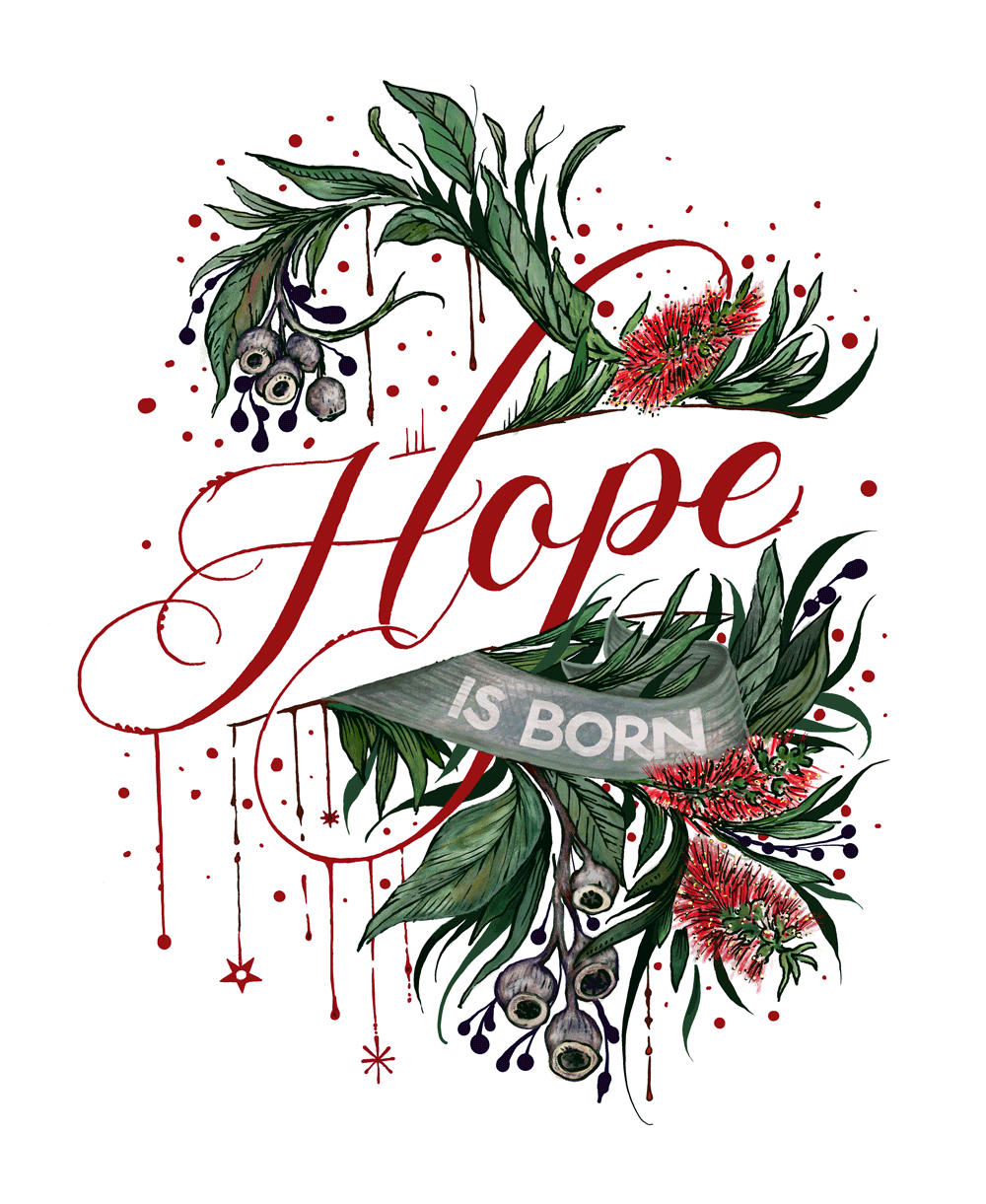 Here Comes Hope Floral Christmas Card