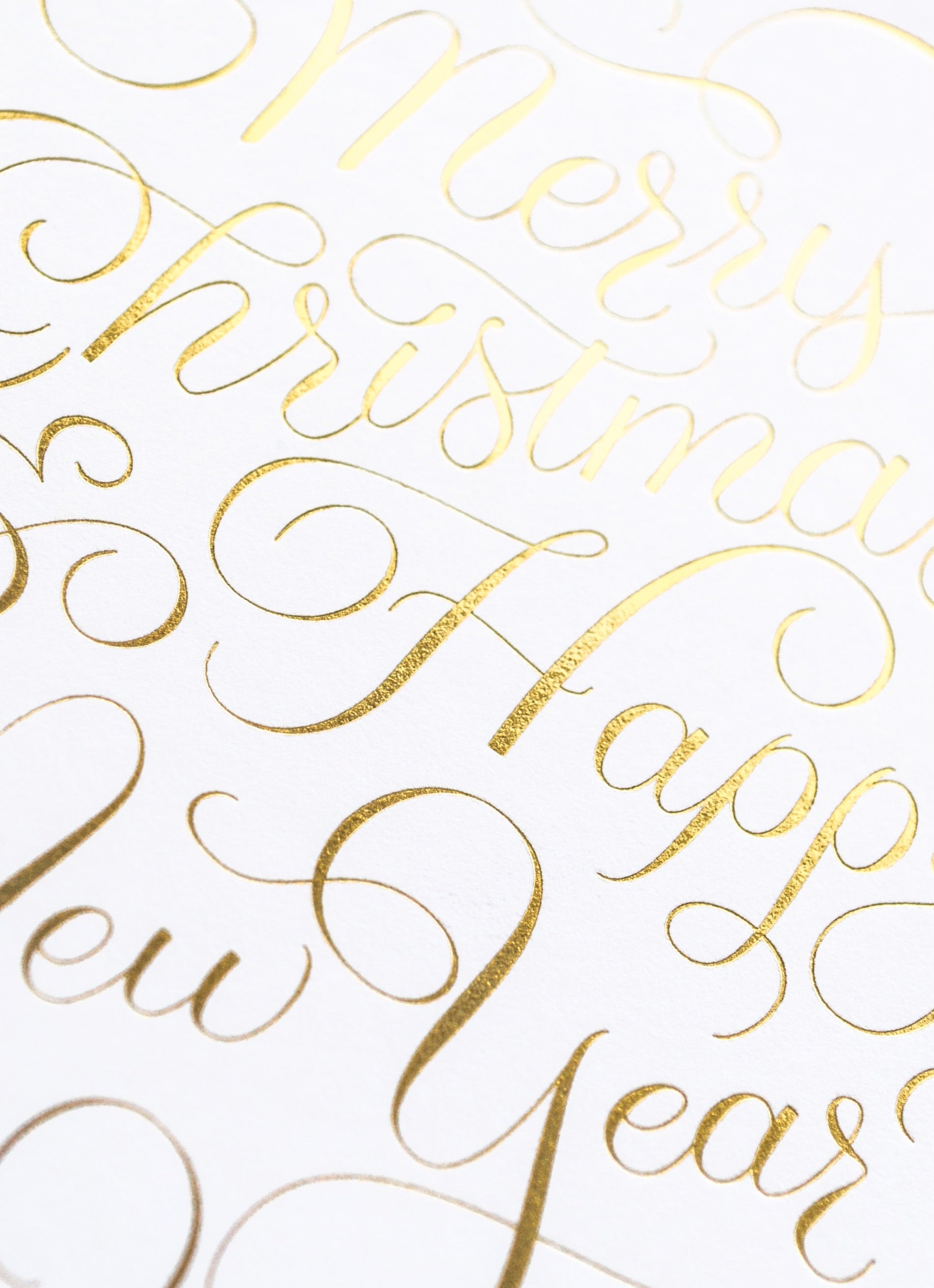 Merry Christmas & Happy New Year Gold Lettered Card